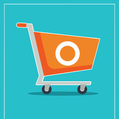 Orange Shopping Cart with Letter O Symbol for Online Retail.
