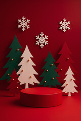 christmas tree with red ribbon