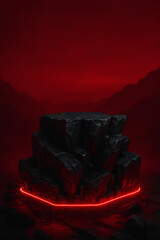 red sunset in the mountains