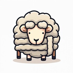 Cute cartoon sheep with woolly fleece. Farm animal illustration with simple lines. Gentle ovine character, friendly face. Adorable lamb icon for kids projects and farms.