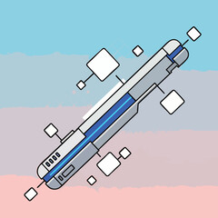 Futuristic Device with Glowing Blue Light and Abstract Elements.