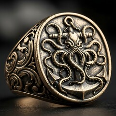 Ornate Vintage Metal Shield Emblem Close-Up