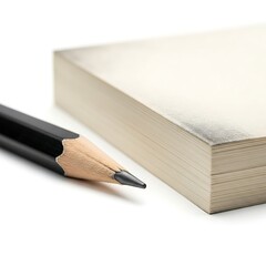 Open Book with Pencil on Light Background
