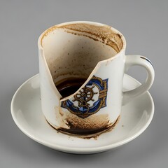Coffee Cup with Vintage Ship Illustration