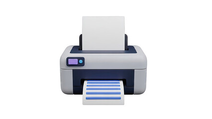 3D Icon of a Printer Printing Documents