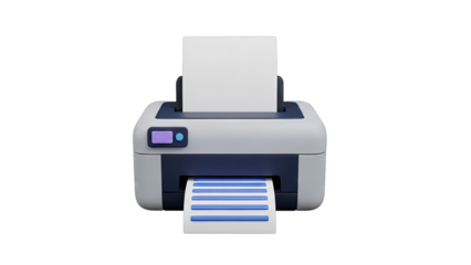 3D Icon of a Printer Printing Documents
