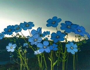 Blue Floral Illustration &ndash; Elegant Botanical Artwork generated AI