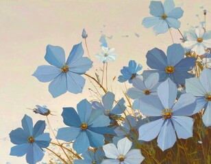 Blue Floral Illustration &ndash; Elegant Botanical Artwork generated AI