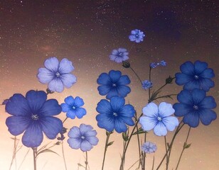 Blue Floral Illustration &ndash; Elegant Botanical Artwork generated AI