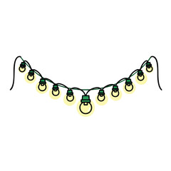 Illustration of a string of glowing light bulbs for festive decoration.