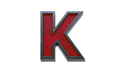 Letter K with Red LED Grid and Metallic Frame