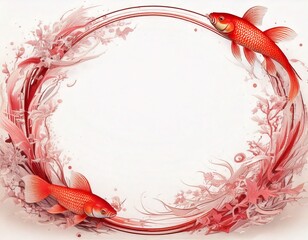 Goldfish Circular Frame &ndash; Elegant Japanese Summer Design generated AI
