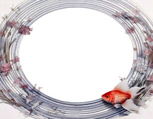 Goldfish Circular Frame &ndash; Elegant Japanese Summer Design generated AI