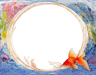 Goldfish Circular Frame &ndash; Elegant Japanese Summer Design generated AI
