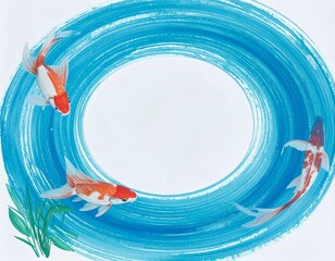 Goldfish Circular Frame &ndash; Elegant Japanese Summer Design generated AI