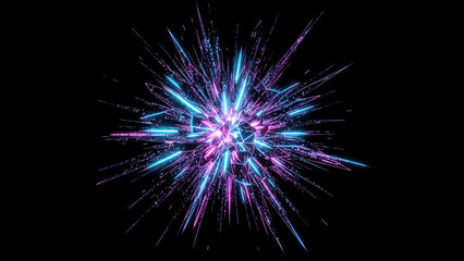 Energetic Neon Burst: Abstract Light Explosion with Angular Lines and Geometric Forms