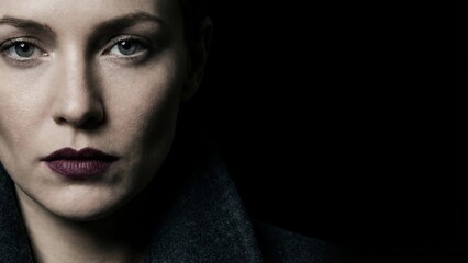 Intense Gaze of a Woman in Low Light.