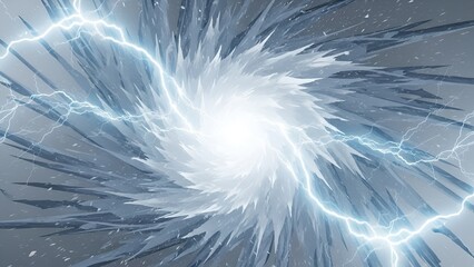 Frozen lightning vortex graphic with ice shards and electric charge effect