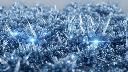 Intricate crystal formation with a gleaming blue light piercing through its depths