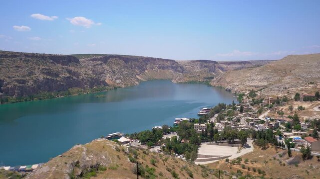 Aerial view of Halfeti district in Sanliurfa city