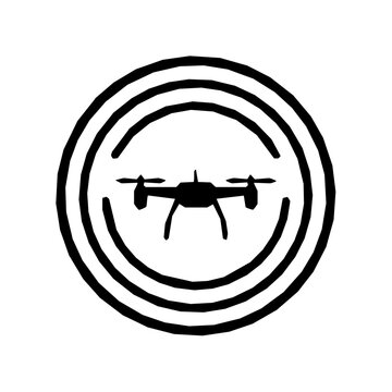 Collision avoidance drone proximity sensor rounded outline icon (vector)