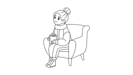 Obraz premium Vector illustration woman sit in the chair