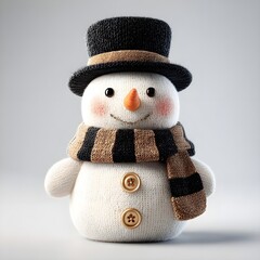 Elegant Minimalist Snowman Isolated On Clean White Background Winter Holiday Illustration Modern Design Art Concept