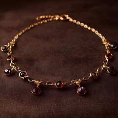 Copper Celebration Anklet Adorned With Garnets Elegant Traditional Jewelry Fashion Accessory Cultural Style Detail Design