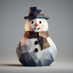 Geometric Modern Snowman Design On Clean Background Perfect For Commercial Winter Holiday Branding Illustration