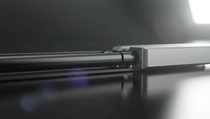 Sleek Metal Object on Reflective Surface - A Close-Up.