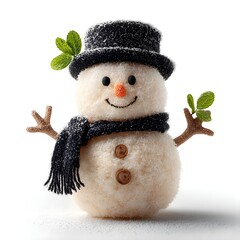 Minimalist Elegant Snowman Isolated On White Background Clean Modern Winter Holiday Design Illustration Art Style