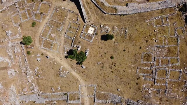 Aerial view of ruins in the ancient city of Hattusa