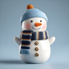 Elegant Minimalist Snowman Isolated On White Background Clean Modern Winter Holiday Illustration Design