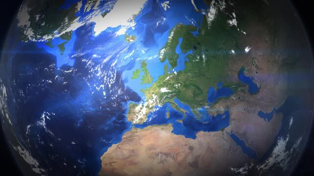 View of Brussels city location on Earth map from space