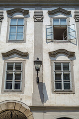 Obraz premium Architectural detail, facades in the old town of Linz, Austria