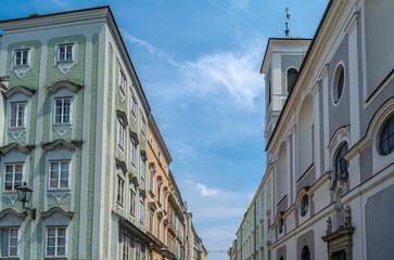 Architecture in the old town of Linz, Austria