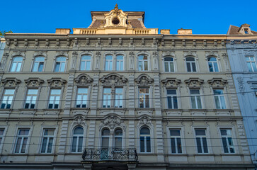Architecture in the old town of Linz, Austria