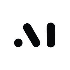 This is a logo design that depicts an initial letters AI in black color in simple geometric style.