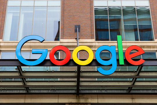 Chicago, IL, USA - March 31, 2025: Google's Chicago office located in the historic West Loop and in the Fulton Market District area surrounded by restaurants and other businesses.