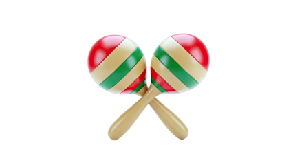 Colorful Maracas with Red, Green, and Tan Stripes