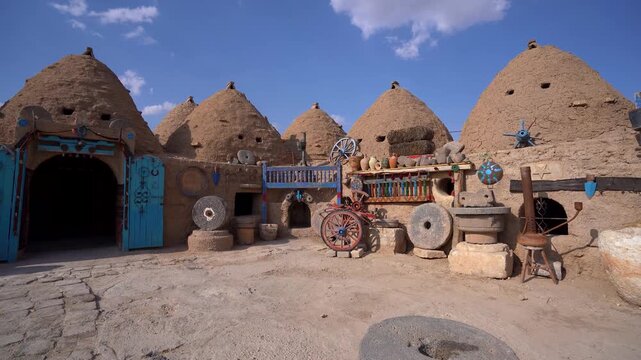 View of traditional Harran beehive houses in Turkey