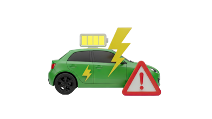 Electric Car Charging Alert and Warning Symbol