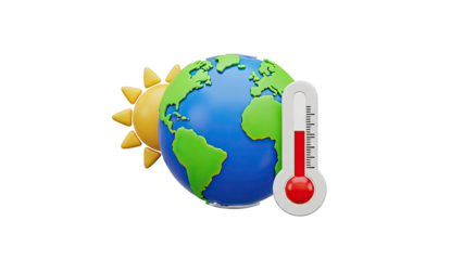 Global Warming Concept: Sun, Earth, and Thermometer