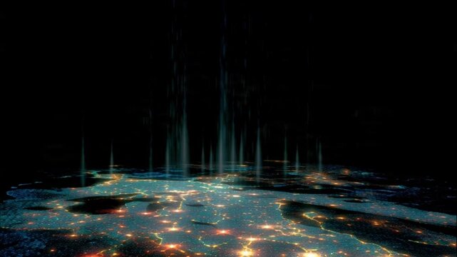 Massive lightning bolt striking through a giant supercell storm cloud