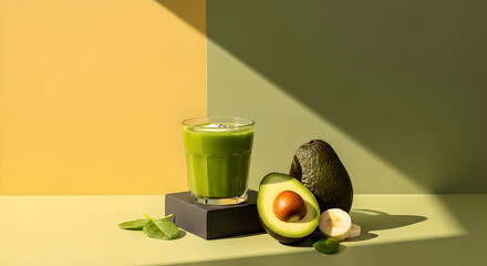 Green Smoothie Avocado Banana Healthy Drink