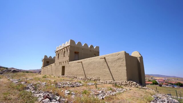 View of reconstructed city walls in the ancient city of Hattusa