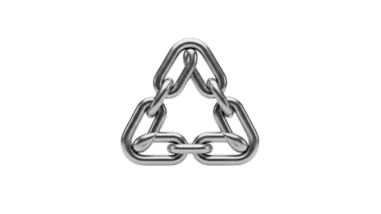 Interconnected Silver Chain Links Forming a Triangle
