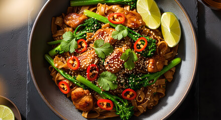 Chicken Noodle Bowl Broccoli Chili Lime Sesame