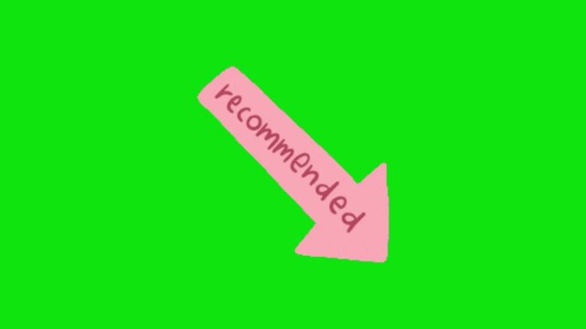 Arrow recommended sign on green background
