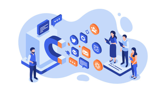 Attracting customers with social media marketing and digital strategy.